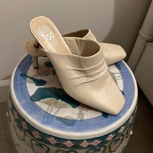 Vince Camuto Cream Heeled Mules